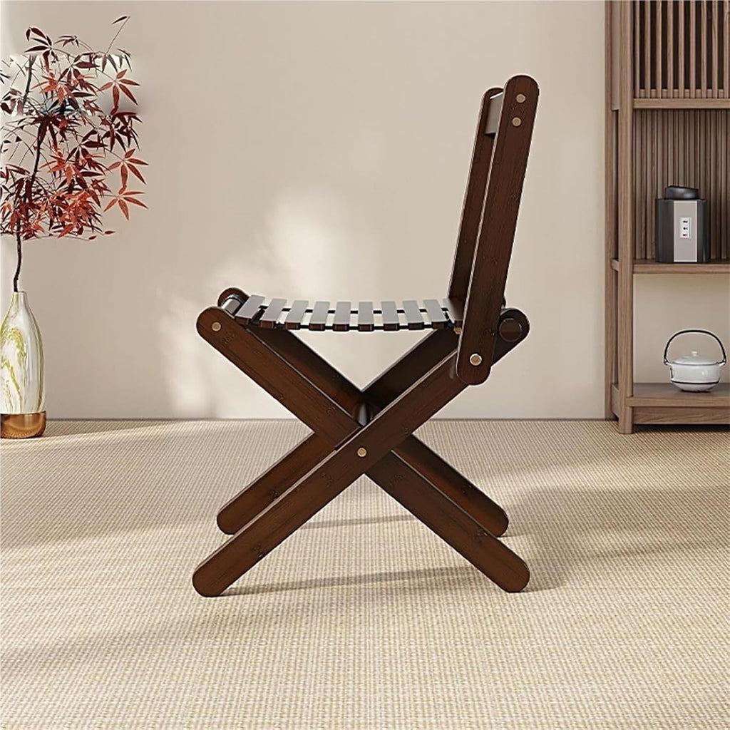 Folding Dining Chairs Set of 2 Foldable Bamboo Kitchen Chair Bamboo Frame Easy to Store for Apartment Small Space