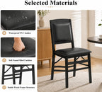 POWERSTONE Folding Chairs Set of 4 with Padded Seat, Foldable Kitchen Dining Chair with Solid Wood Frame, No Assembly Space Saving Design for Home Living Room Small Space (4, Black)