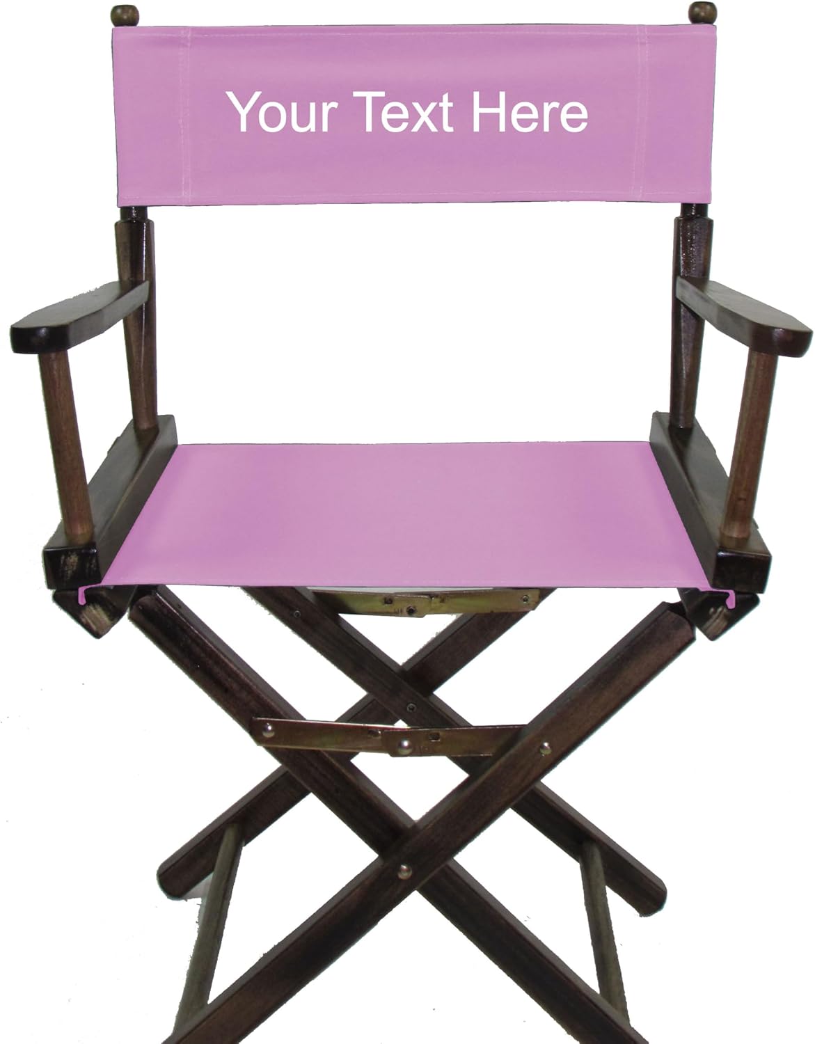 TLT Personalized Imprinted Contemporary 18 Inch Table Height Walnut Frame Director's Chair - Light Pink