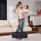Pamo Babe Compact Pack and Play - Portable Crib for Baby, Lightweight Foldable Travel Playard with Mattress Pad & Carry Bag, Safe Breathable Travel Bed for Home, Trips & Family Visits, Cute Pattern