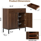 Mericonia Farmhouse Buffet Sideboard Cabinet with Storage, Fluted Coffee Bar with Doors and Adjustable Shelves, Modern Wood Console Cabinet for Kitchen, Livingroom (Fluted 2 Door, Walnut)