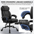AreShark Ergonomic Office Chair with Footrest,PU Leather Executive Desk Chair Padded Linkage Armrests,Lumbar Support,Swivel Computer Chair for Home Office & Gaming,Black