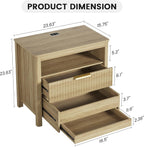 Gurexl 3-Color LED Sensor Nightstand with Gun Drawer, Charge Station, Wood