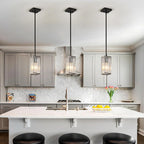 Modern Crystal Pendant Lights Kitchen Island, 3-Pack Black Hanging Light with Clear Crystal Shade, Adjustable Height Pendant Lighting for Kitchen Island Dining Room Bedroom Bar Entryway