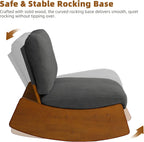 Mid-Century Modern Chenille Rocking Chair, Dark Grey, Set of 1 | Soft chenille upholstery | Sturdy solid wood base | For nursery, living room, & bedroom