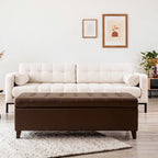 Joveco Storage Ottoman Bench, 51 Inch Leather Tufted Bench for End of Bed, Bedroom, Living Room, Brown