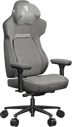 THUNDERX3 CORE Gaming Chair, for Adults Ergonomic Office Chair, High Back Desk Chair, Synchronous Tilt, Forward Tilt, 360° Self-adjusting Lumbar Support, Multipurpose Footrest, Fabric, Loft Light Grey