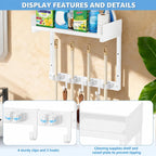 HUFAND Broom Holder Wall Mount, 15" Large Mop and Broom Organizer Wall Hanging with Top Storage Shelf, Heavy Duty Iron Utility Rack for Laundry Room, Garage, Kitchen, Garden - White