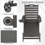 WACASA HDPE Pool Lounge Chairs Set of 2 with Wheels & Cup Holder, 6-Position Adjustable Outdoor Lounge Chair, Easy 20-Min Assembly, 450LBS Bearing, Patio Lounger for Poolside, Deck, Backyard (Grey)