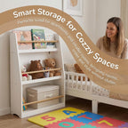 CASIRIS 3-Tier Kids Book Shelf — Compact MDF Kids Book Rack for Reading Corners, Bedrooms, Playrooms, Nurseries, Classrooms, and Homeschool Spaces (Pink)