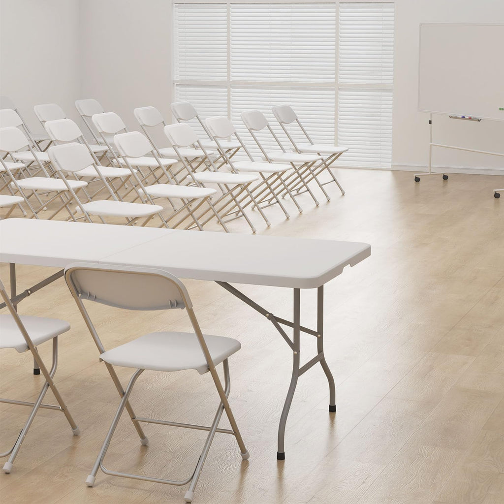 OS MOTOR Folding Chairs 10 Pack, Heavy-Duty Plastic Foldable Chairs with Sturdy Metal Frame, 350 lbs Capacity, Stackable Portable for Weddings, Parties, Office, Indoor, Outdoor Events, White