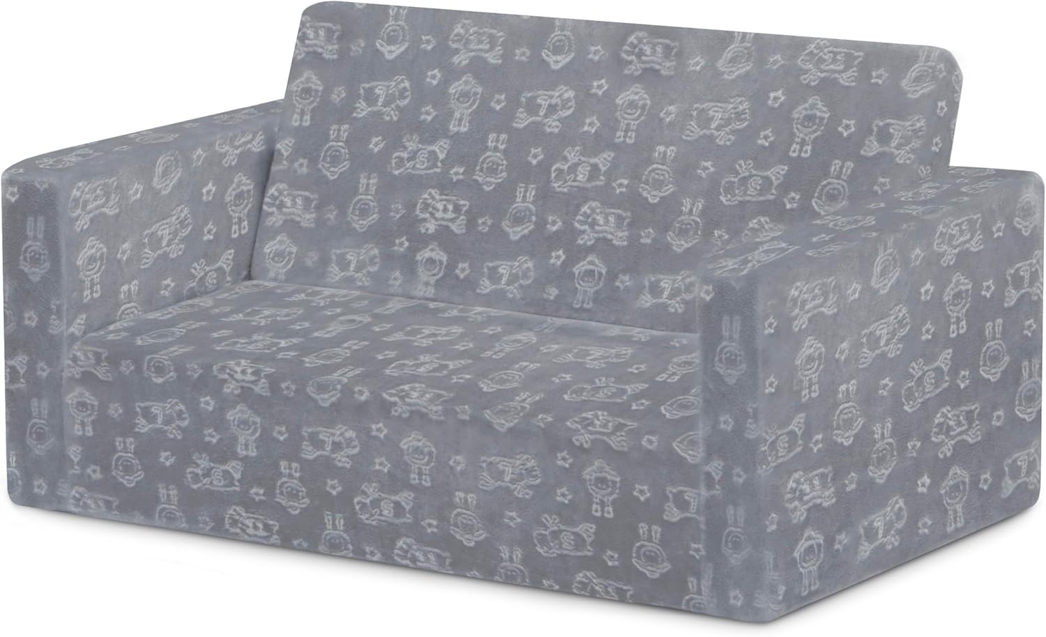 Delta Children - Serta Perfect Sleeper Kids 2-Seater Sofa, Convertible 2-in-1 Flip Open Toddler Couch Sleeper, Foam Chair for Playroom & Bedroom, Bed Lounger, Comfy Play Sleeping Lounge Chair, Grey