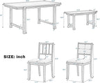 LUMISOL 6-Piece Dining Table Set for 6, Farmhouse Kitchen Table Set with 4 Upholstered Chairs with Bench, Solid Wood Table and Chairs Set for Kitchen, Dining Room, Natural Wood Wash+Beige