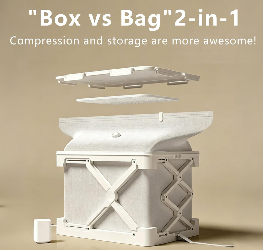 Foldable Vacuum Storage Box, 56L Large Capacity Space Saver Organizer Box with Electric Air Pump, Anti-Rebound Moisture Proof Clothes Storage Bin for Seasonal Garments
