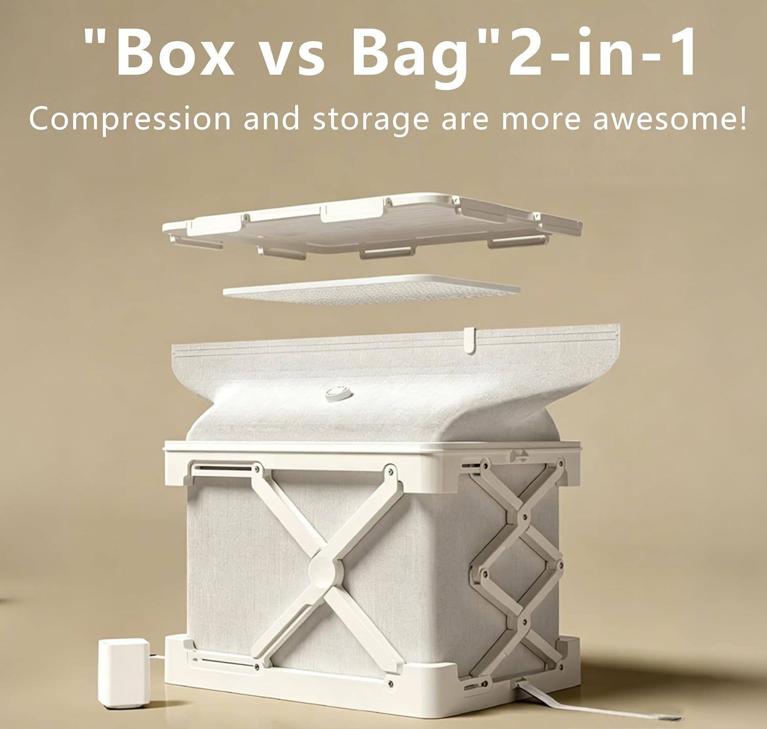 Foldable Vacuum Storage Box, 56L Large Capacity Space Saver Organizer Box with Electric Air Pump, Anti-Rebound Moisture Proof Clothes Storage Bin for Seasonal Garments