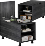 Rreyet End Table with 2 Open Storage Space & 15" Large Cube Storage, Adjustable Shelf, Modern Nightstand, Minimalist Sofa Side Table for Living Room, Bedroom, Office (2, Black)