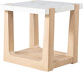 Furniture of America Coren Modern 24-inch Marble Top Square End Table with Shelf Base and U-Shaped Legs for Small Space, Living Room, Home Office, Natural and White