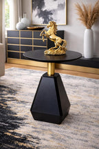 Round Wood Side Table, Coffee Nightstand Cocktail Drink Modern Accent Circle End Table, Wood Pedestal Base for Living Room, Bedroom, Small Spaces, Offices, Black