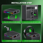Auto Cooling Fan for Xbox Series X with LED Temperature Display & 9 RGB Lighting Modes, Smart Thermally-Adjustable Cooling System for Xbox Series X, Separate Cooler&Light Switch, Headset Hook,USB Port