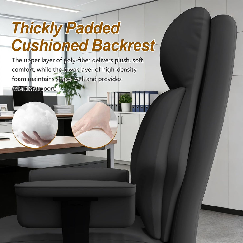 Executive Office Chair with Wheels PU Leather Ergonomic Desk Chairs with Foot Rest High Back Computer Gaming Chairs for Home Office