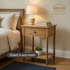 Decor Therapy Preston Traditional Single Drawer Side Table, Classic Bedside End Table with Lower Shelf, Seadrift