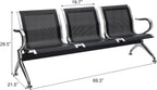 Kinfant Waiting Room Bench Set - Metal Office Guest Reception Seat Black Mesh Waiting Room Chairs with Armrest for Airport, Hospital, Bank, Salon, Barbershop, Hall(3-Seat, Set of 4)