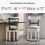Signature Design by Ashley Valebeck Barstool, Rustic-Industrial Counter Height Chair, 360° Swivel, Wood & Metal Frame, Cushioned Seat, Ideal for Kitchen Island with Seating, Vintage White