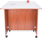 Kangaroo Kookaburra Cutting Table – Large Sewing, Quilting & Craft Workstation with Expandable 70” x 40” Surface, Storage Drawers, Shelves & Rolling Locking Casters, Teak Finish