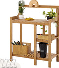 LMP Potting Bench, HDPS Potting Bench Table, 37.5’’x17.5x50' (LxWxH) All Weather Potting Table Work Station for Outside Gardening, Like Teak Wood