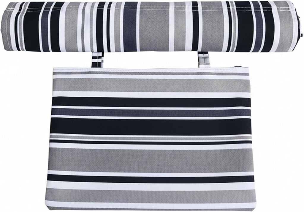 Sling Chair Replacement Fabric, Sling Chair Canvas Replacement with Pillow, Patio Kit, Black & Gray Striped Cotton Canvas for Beach Chairs..