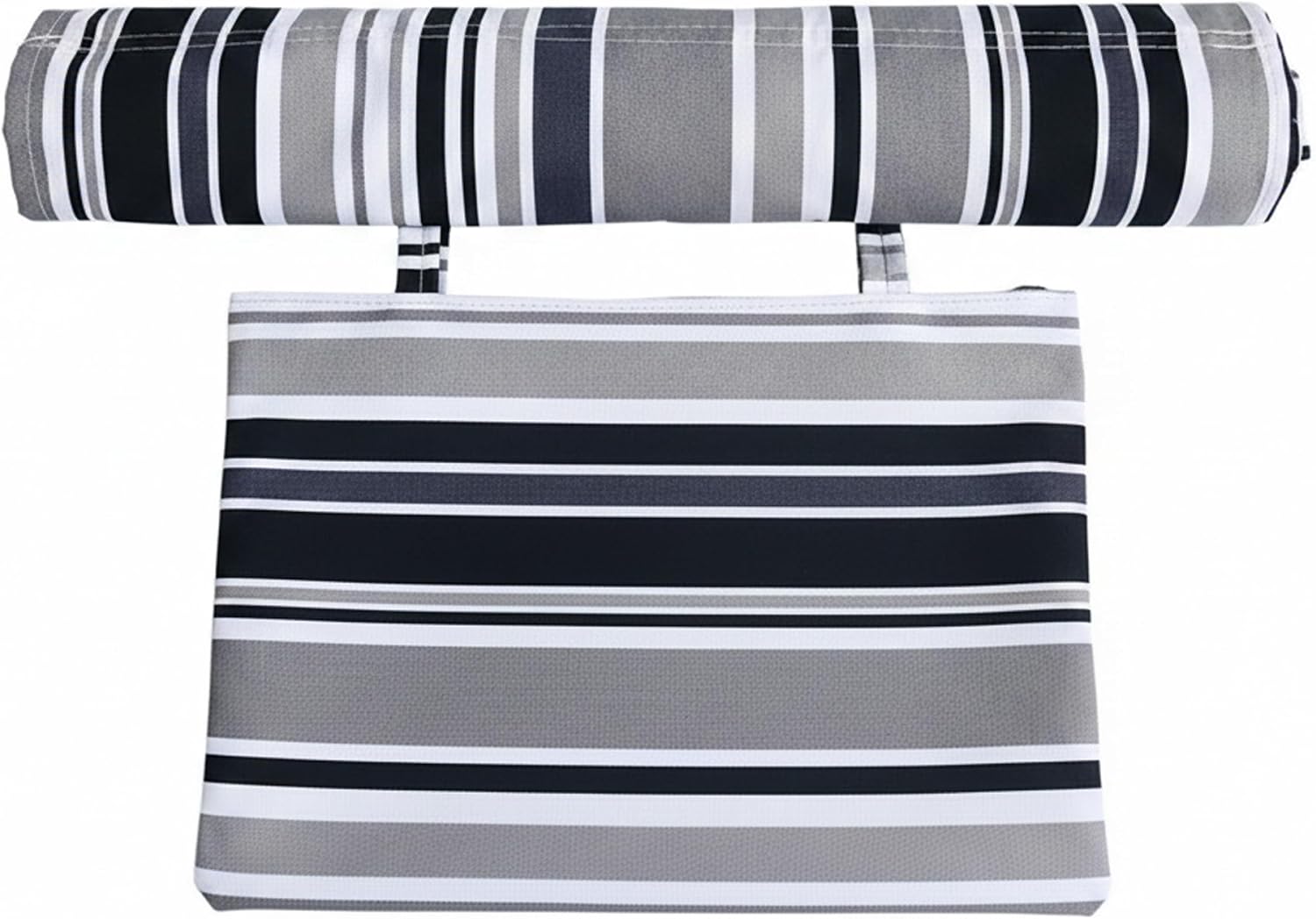 Sling Chair Replacement Fabric, Sling Chair Canvas Replacement with Pillow, Patio Kit, Black & Gray Striped Cotton Canvas for Beach Chairs..
