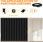 Room Divider Curtain Sets with Flexible Ceiling Track, Privacy Soundproof Curtain for Bedroom Office Patio Sliding Door(Black, W100 x L84, 1 Pack)