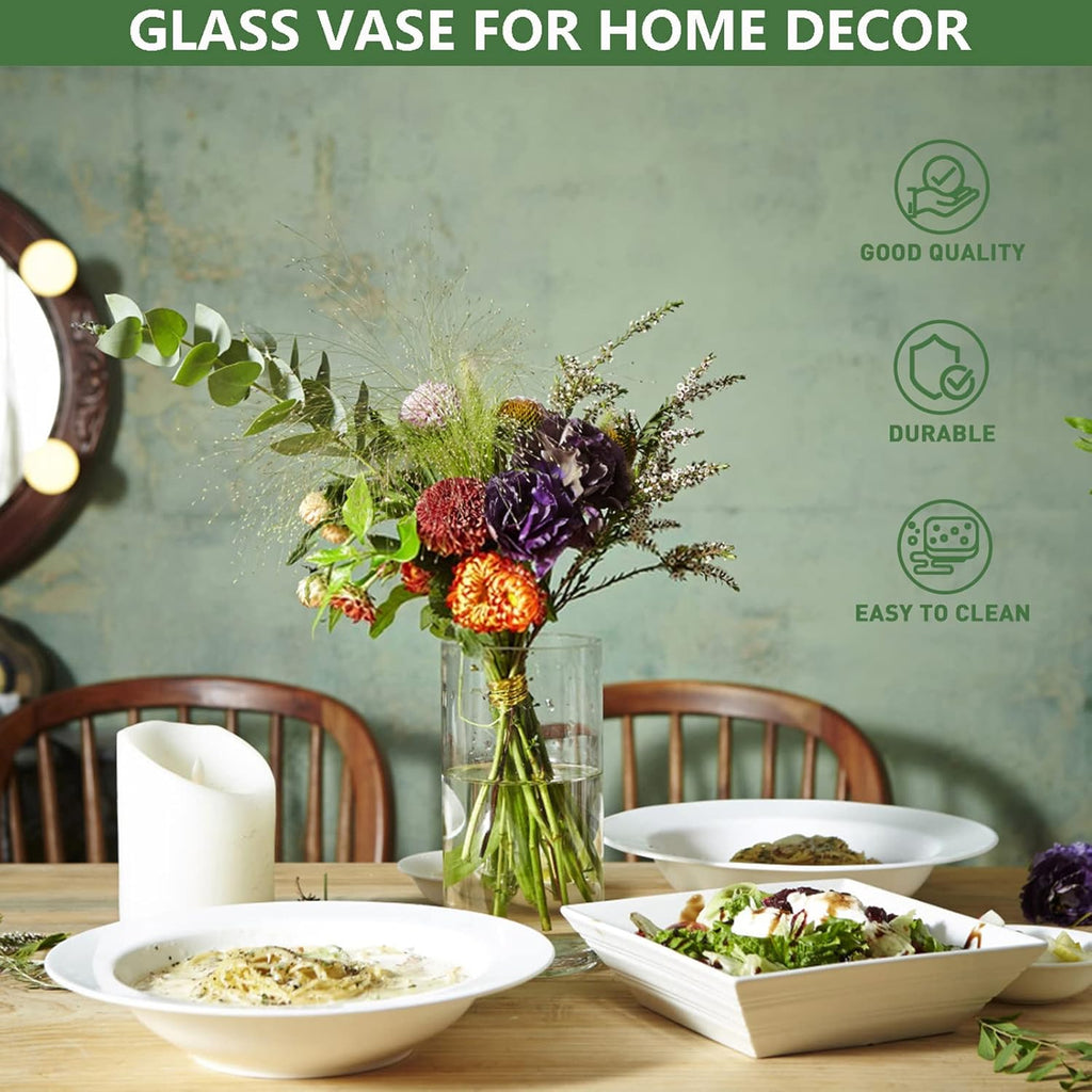 6 Inch Tall Glass Cylinder Vase for Table Centerpieces,Set of 6 | Clear Glass Vases Bulk for Flowers Decor,Floating Candle,Wedding Favors(3.5" W X 6" H)