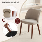 GarveeHome Wooden Dining Chairs Set of 4, Upholstered Mid Century Dining Chairs with Thick Seat Cushion and Curved Back for Dining/Kitchen/Living Room, Camel