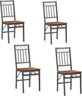 Bluecat Folding Dining Chairs 4 Pack, Industrial Foldable Dining Chair Set, Vintage Stackable Metal Frame Chairs with Wood Seat for Home Kitchen Dining Room Living Room
