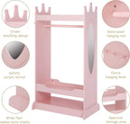 UTEX Kids Dress up Storage with Crown-Shaped Top and Mirror | Open Hanging Armoire Closet, Kids Wardrobe Closet, Water-based Paint