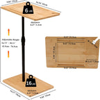 Bamboo Couch Tray Table Height Adjustable C-Shaped End Table with Slots 2 Tier Sofa Side Table for Living Room & Bedroom -Rectangle + Rectangle