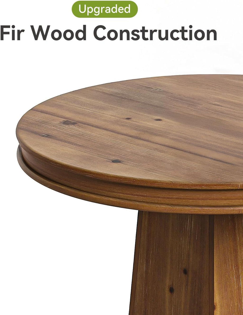 LITTLE TREE Solid Wood Round Dining Table, 31.5" Small Kitchen Table for 2, Modern Farmhouse Dinner Table for Dining Room, Kitchen, Living Room, Artistic Geometric Base, Table Only (Rustic Brown) 2PCS