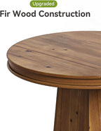 LITTLE TREE Solid Wood Round Dining Table, 31.5" Small Kitchen Table for 2, Modern Farmhouse Dinner Table for Dining Room, Kitchen, Living Room, Artistic Geometric Base, Table Only (Rustic Brown) 2PCS