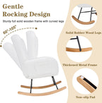 VECELO Rocking Chair Nursery with Thick Headrest, Modern Teddy Upholstered Reading Glider Rocker Accent Armchair with High Backrest, Padded Seat, Side Pocket, for LivingRoom, Bedroom, Baby Room, White