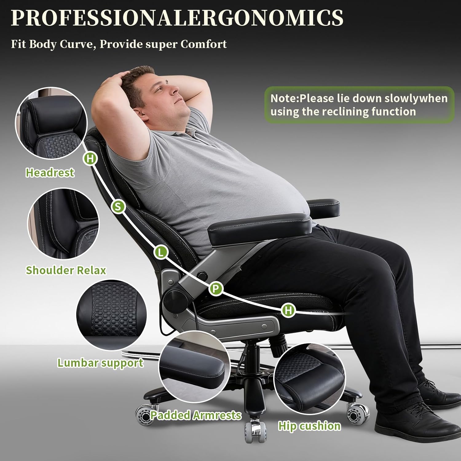 700lbs Big and Tall Office Chair for Heavy People with 5D Flip Armrests Heavy Duty Executive Chair with Adjustable Lumbar Support, Metal Base, Rubber Caster Wheels, Wide Seat for Sitting All Day