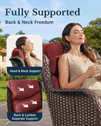 HILLGA Luxury 5PCS Outdoor Swivel Rocker Patio Chairs of 2 with 6 Inch Thick Cushions and Side Table, All Weather Outdoor Chairs High Back Wicker Patio Furniture Set for Porch and Deck, Burgundy