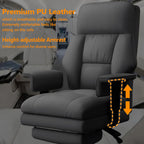 Office Chair with Leg Rest, Leather High Back Executive Office Chair with Wheels, Ergonomic Desk Chairs with Lumbar Support for Home Office, Black