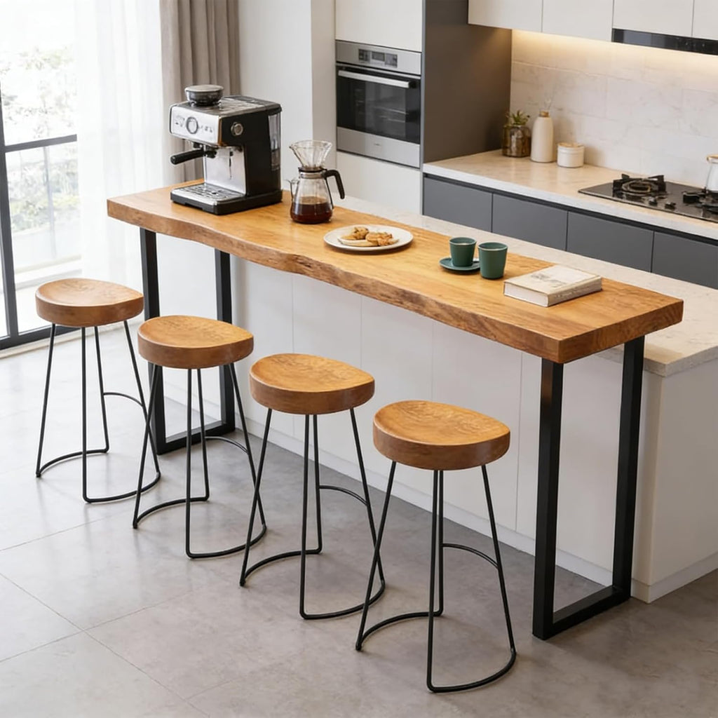 78.7in Bar Table,Solid Wood Narrow Counter Height Table, Industrial Kitchen Dining Table, for Coffee Shop, Living Room, Party Room, Small Space, Pub (78.7 * 17.71 * 41.3in)
