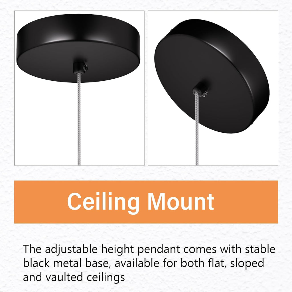 Pendant Lights Kitchen Island, 6500K Modern Kitchen Island Lights Brushed Black, 3 Pack Ceiling Lighting Fixtures with Crystal Bubble, Integrated LED Hanging Light for Dining Room Restaurant