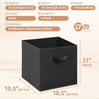 STORAGE MANIAC Storage Cubes, 11 Inch Durable 6 Pack Fabric Foldable Collapsible Bins with Handles for Organization, Closet, Shelves, Offices, Toys, Black