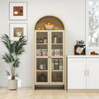 70.28 Inch High Arched Kitchen Pantry, Wooden Kitchen Storage Cabinet with Adjustable Shelves for Dining Room, Living Room, Entryway