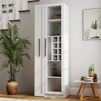 Kitchen Pantry Cabinet with Glass Door & Pull Out Shelves, 70.87" Tall Storage Cabinet with Wine Rack, Modern Farmhouse Pantry for Kitchen, Dining Room, Bar, Space-Saving Cabinet, White
