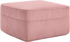 Corduroy Ottoman 30.3 Inch - No Assembly Needed Foot Rest Stool, Plush Sag-Free Cloud Boneless Ottoman for Living/Bedroom (Pink)