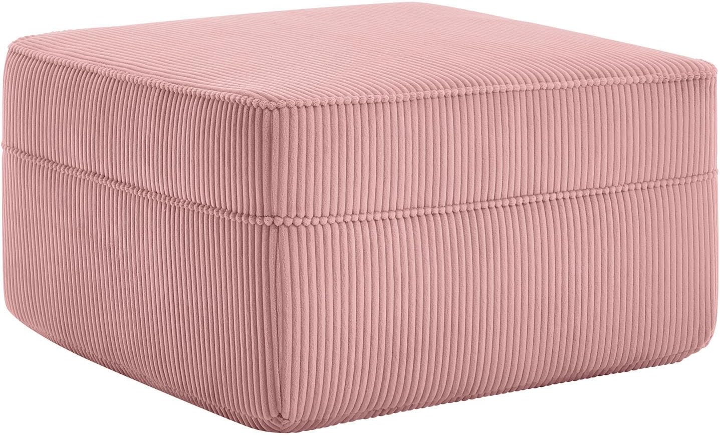 Corduroy Ottoman 30.3 Inch - No Assembly Needed Foot Rest Stool, Plush Sag-Free Cloud Boneless Ottoman for Living/Bedroom (Pink)